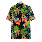 Black Tropical Giraffe Pattern Print Hawaiian Shirt
