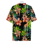 Black Tropical Giraffe Pattern Print Hawaiian Shirt