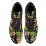 Black Tropical Giraffe Pattern Print High Top Leather Sneakers