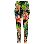 Black Tropical Giraffe Pattern Print High-Waisted Pocket Leggings