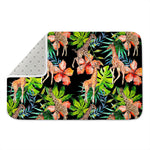 Black Tropical Giraffe Pattern Print Indoor Door Mat