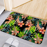 Black Tropical Giraffe Pattern Print Indoor Door Mat