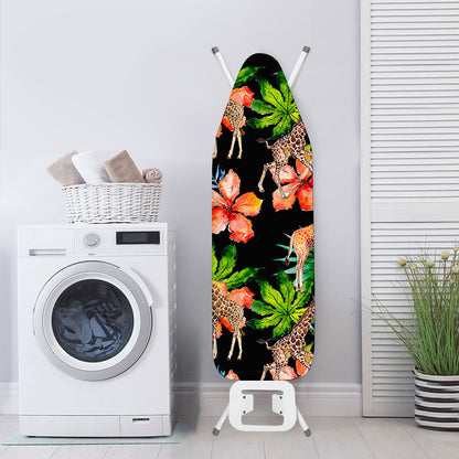 Black Tropical Giraffe Pattern Print Ironing Board Cover
