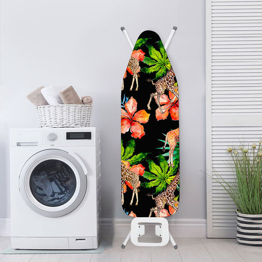 Black Tropical Giraffe Pattern Print Ironing Board Cover