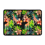 Black Tropical Giraffe Pattern Print Kitchen Mat