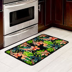 Black Tropical Giraffe Pattern Print Kitchen Mat