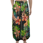 Black Tropical Giraffe Pattern Print Lantern Pants