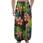 Black Tropical Giraffe Pattern Print Lantern Pants