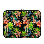 Black Tropical Giraffe Pattern Print Laptop Sleeve