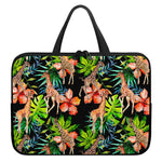 Black Tropical Giraffe Pattern Print Laptop Sleeve With Handle