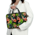 Black Tropical Giraffe Pattern Print Laptop Sleeve With Handle