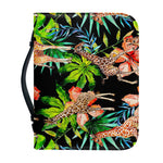 Black Tropical Giraffe Pattern Print Leather Bible Cover