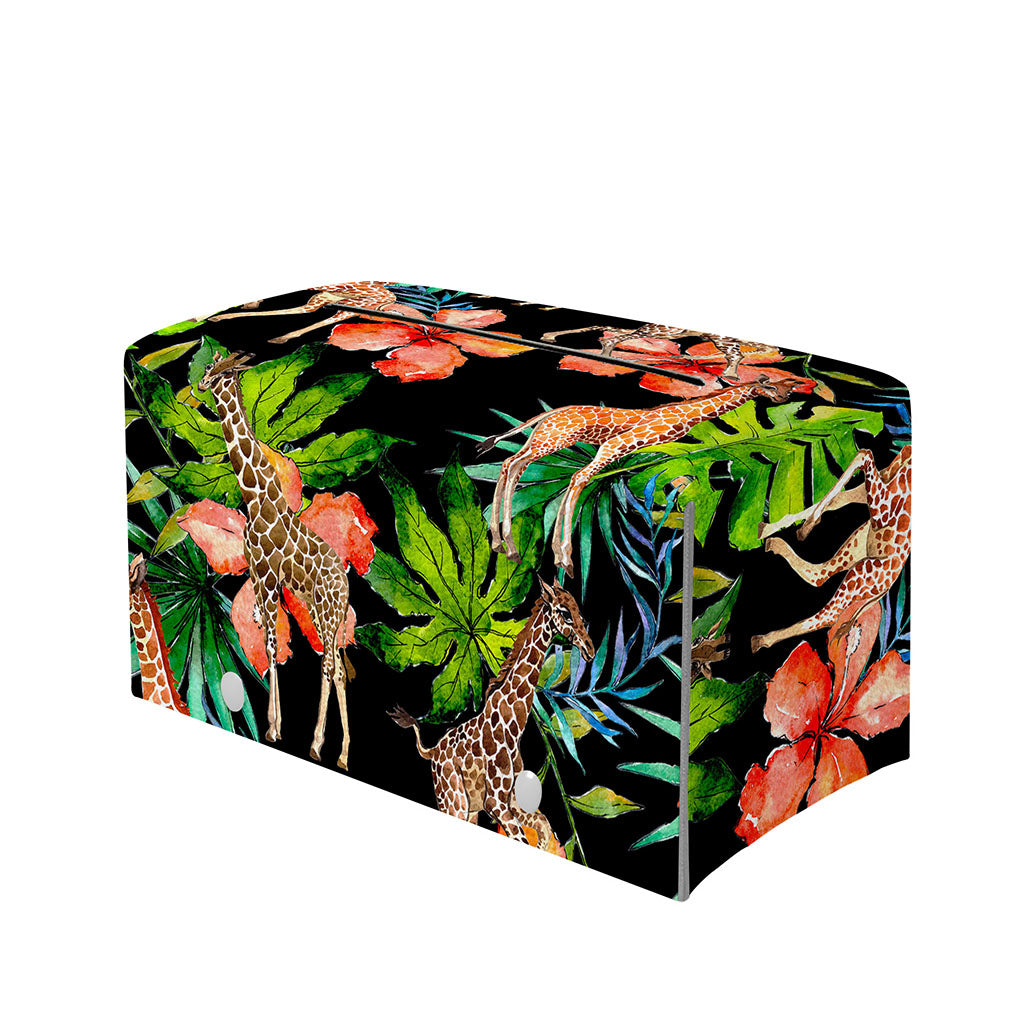 Black Tropical Giraffe Pattern Print Leather Tissue Box Cover