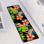 Black Tropical Giraffe Pattern Print Long Kitchen Mat