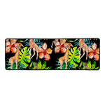 Black Tropical Giraffe Pattern Print Long Kitchen Mat