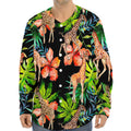 Black Tropical Giraffe Pattern Print Long Sleeve Baseball Jersey