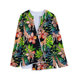 Black Tropical Giraffe Pattern Print Long Sleeve Short Coat