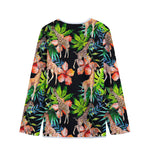 Black Tropical Giraffe Pattern Print Long Sleeve Short Coat