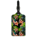 Black Tropical Giraffe Pattern Print Luggage Tag