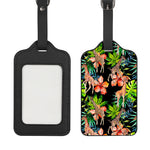Black Tropical Giraffe Pattern Print Luggage Tag