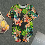 Black Tropical Giraffe Pattern Print Men's Bodysuit