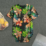 Black Tropical Giraffe Pattern Print Men's Bodysuit