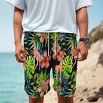 Black Tropical Giraffe Pattern Print Men's Cargo Shorts