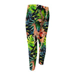 Black Tropical Giraffe Pattern Print Men's Compression Pants