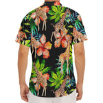 Black Tropical Giraffe Pattern Print Men's Deep V-Neck Shirt