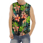 Black Tropical Giraffe Pattern Print Men's Fitness Tank Top