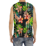 Black Tropical Giraffe Pattern Print Men's Fitness Tank Top