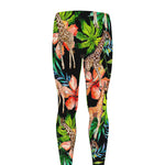Black Tropical Giraffe Pattern Print Men's leggings