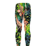 Black Tropical Giraffe Pattern Print Men's leggings