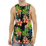 Black Tropical Giraffe Pattern Print Men's Muscle Tank Top