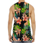 Black Tropical Giraffe Pattern Print Men's Muscle Tank Top