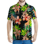 Black Tropical Giraffe Pattern Print Men's Polo Shirt
