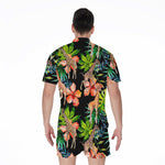 Black Tropical Giraffe Pattern Print Men's Rompers