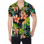 Black Tropical Giraffe Pattern Print Men's Shirt
