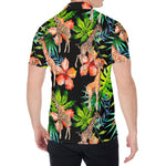 Black Tropical Giraffe Pattern Print Men's Shirt