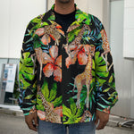 Black Tropical Giraffe Pattern Print Men's Shirt Jacket