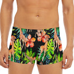 Black Tropical Giraffe Pattern Print Men's Short Boxer Briefs