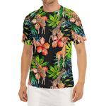 Black Tropical Giraffe Pattern Print Men's Short Sleeve Rash Guard