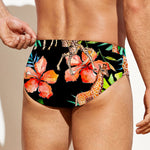 Black Tropical Giraffe Pattern Print Men's Swim Briefs