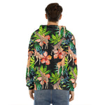 Black Tropical Giraffe Pattern Print Men's Velvet Pullover Hoodie