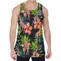 Black Tropical Giraffe Pattern Print Men's Velvet Tank Top
