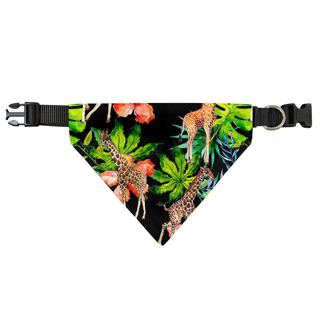 Black Tropical Giraffe Pattern Print Over The Collar Dog Bandana