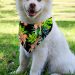 Black Tropical Giraffe Pattern Print Over The Collar Dog Bandana