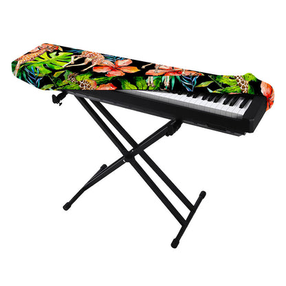 Black Tropical Giraffe Pattern Print Piano Keyboard Cover