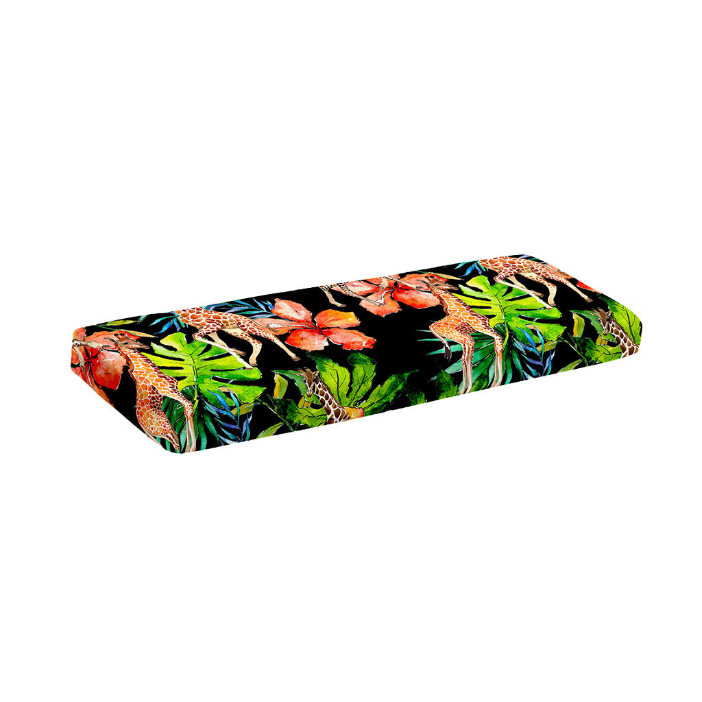 Black Tropical Giraffe Pattern Print Piano Keyboard Cover