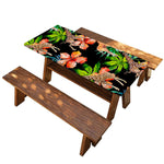Black Tropical Giraffe Pattern Print Picnic Table Cover